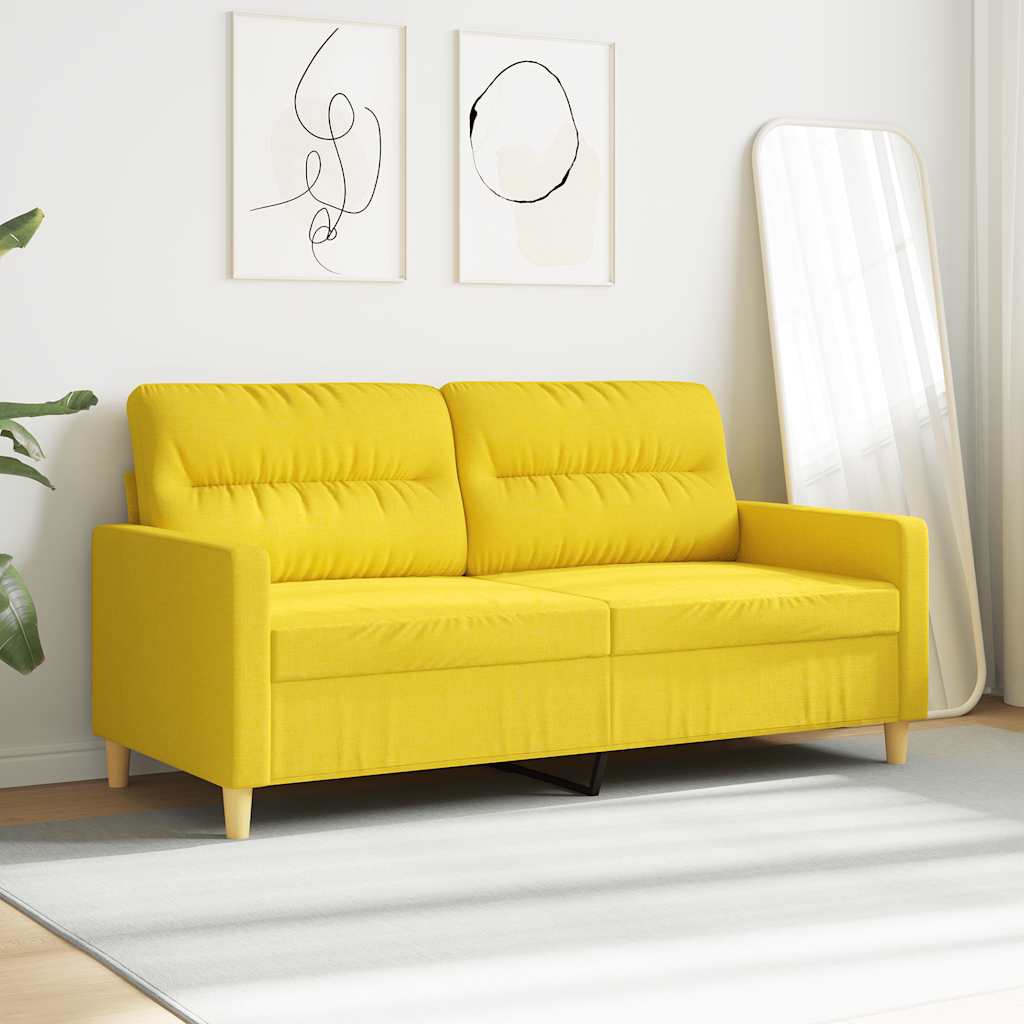 Sofa 2-osobowa, jasnożółta, 140 cm, tapicerowana tkaniną