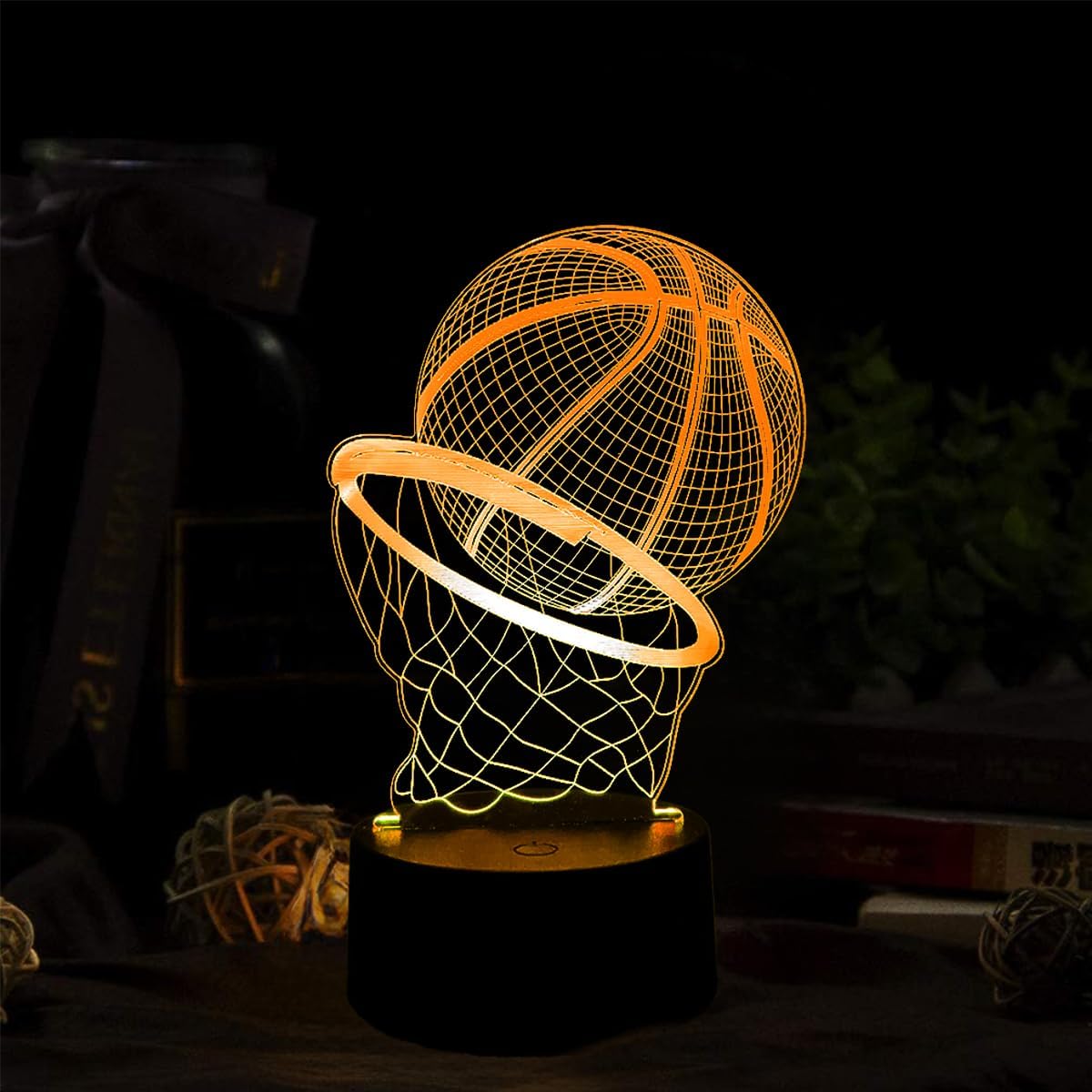 Lampka nocna 3D do koszykówki, lampka nocna 3D dla dzieci, 16-kolorowa lampka nocna zmieniająca kolor z pilotem, USB