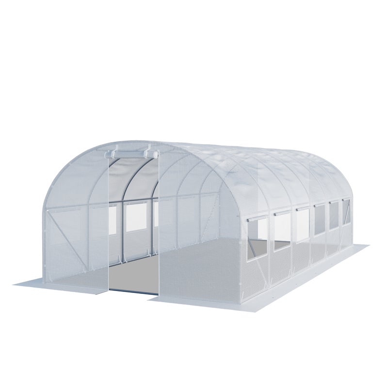 TOOLPORT Tunel foliowy Szklarnia foliowa 3x6m z oknami - Plandeka PE o gramaturze 180g/m² biały przezroczysta