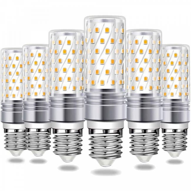 Opakowanie 6 żarówek LED E27 12W (odpowiednik żarówek halogenowych 100W), 1200 lumenów, chłodne białe światło 6000K, 220–240 V.
