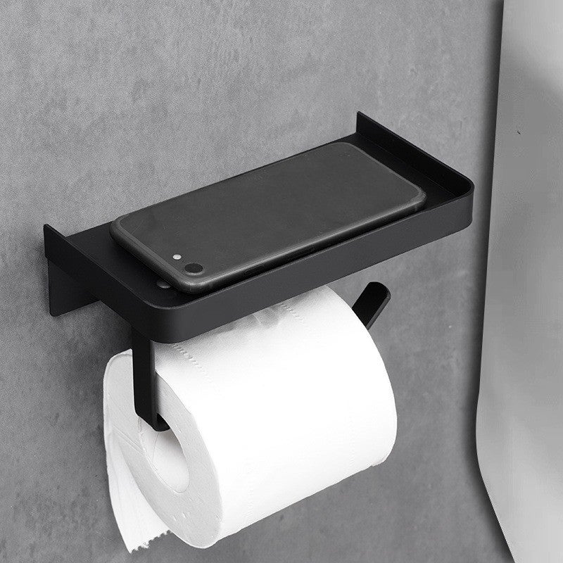 Uchwyt na papier toaletowy, uchwyt na ręczniki, uchwyt na telefon komórkowy, stal nierdzewna 304, czarny, 17,5*10*10,3 cm