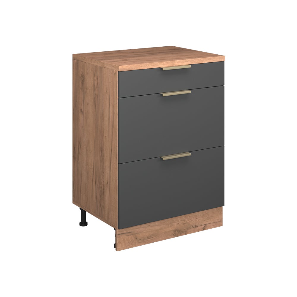 Vicco Komoda rozszerzająca Rion, Antracyt złoto/Dąb goldkraft, 60 x 46 cm bez skosu z 3 szufladami