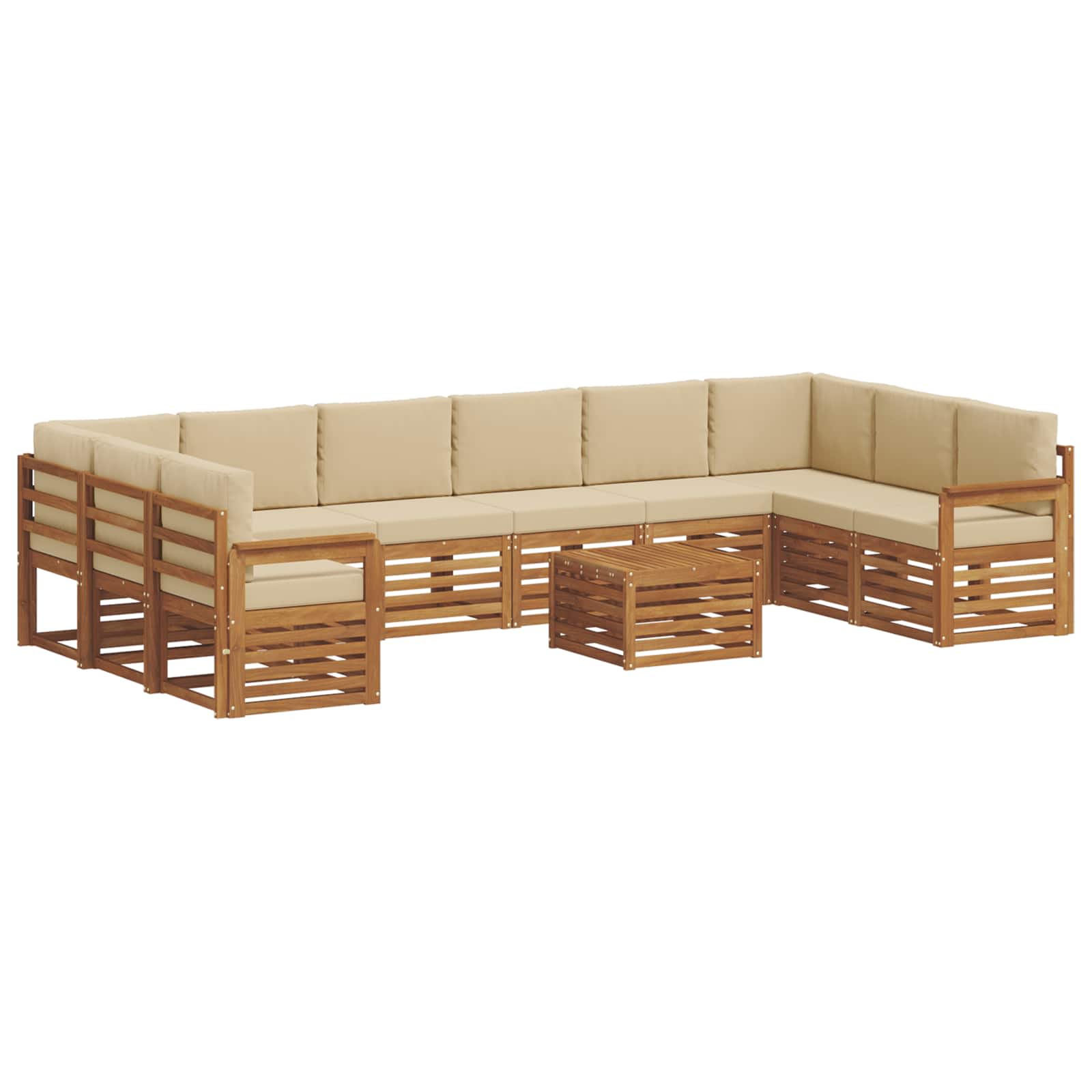 Zestaw sof na zewnątrz z poduszką 11 pcs Naturalny i Beżowy