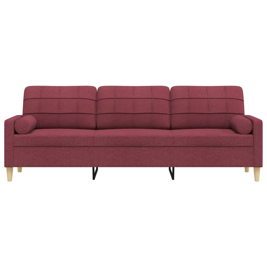 3-osobowa sofa z poduszkami, winna czerwień, 210 cm, tkanina
