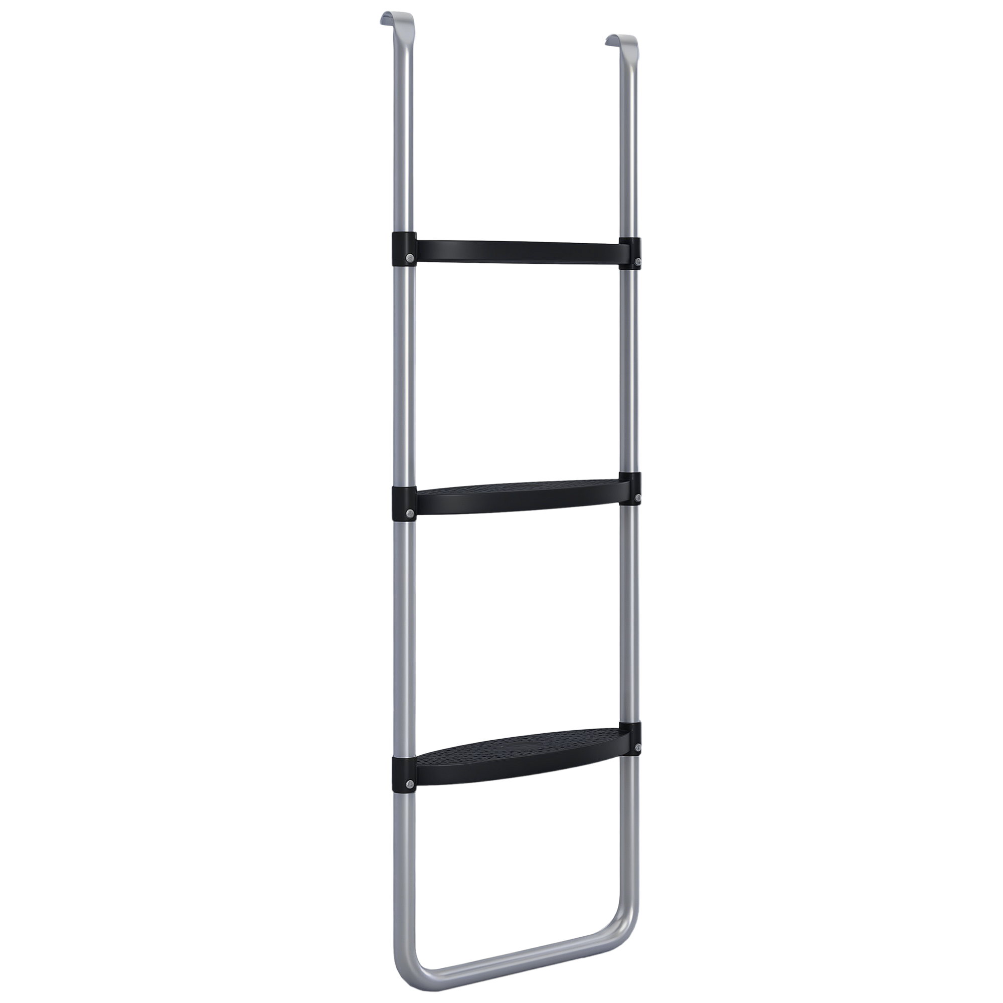 Galvanised stal Trampoline Ladder, 2 Steps/3 Steps Trampoline Accessories do 6ft, 8ft, 10ft, 12ft, 13ft, 14ft, 16ft Trampoline, 110L x 32Wcm, Silver