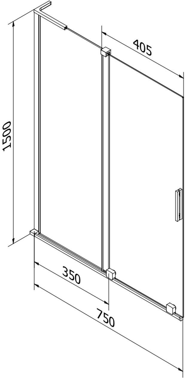 Mexen Velar L parawan nawannowy 2-skrzydłowy rozsuwany 75 x 150 cm, transparent, złoty szczotkowany - 896-075-003-01-55