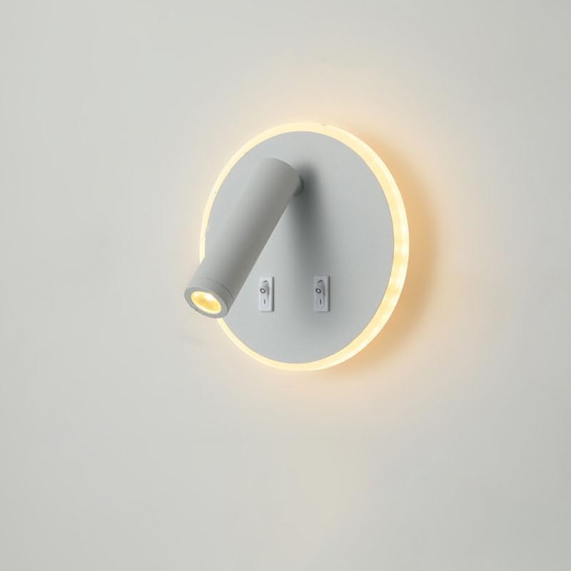 Lampka nocna LED do czytania z dwoma włącznikami, regulowana, obrotowa w zakresie 350°/90°, odpowiednia do sypialni.