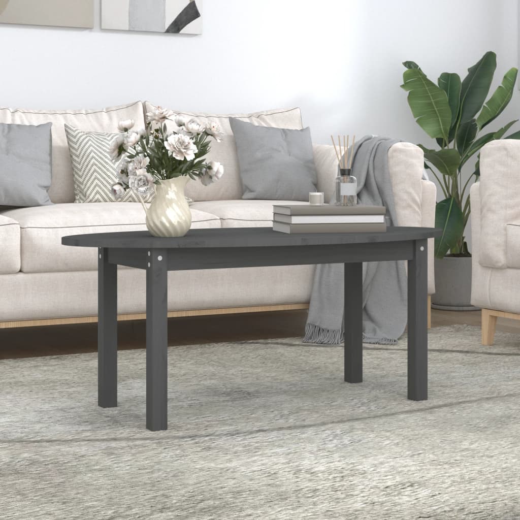 Stolik kawowy, szary, 110x55x45 cm, lite drewno sosnowe vidaXL