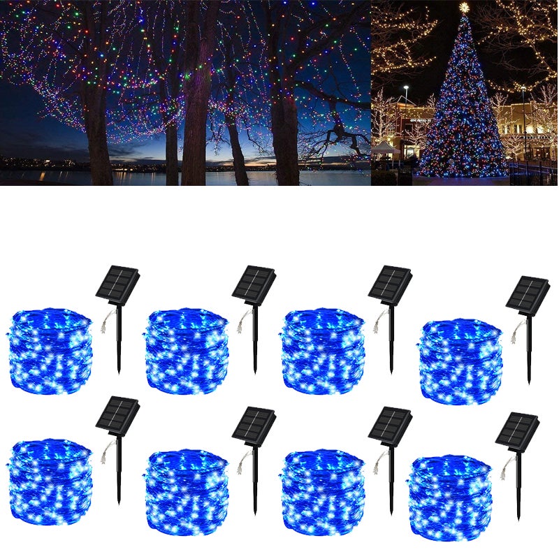 sztuk łącznie diod LED wodoodporna lampa solarna zewnętrzna m trybów zewnętrzny drut miedziany bajkowe światełka solarne do dekoracji patio Niebieski