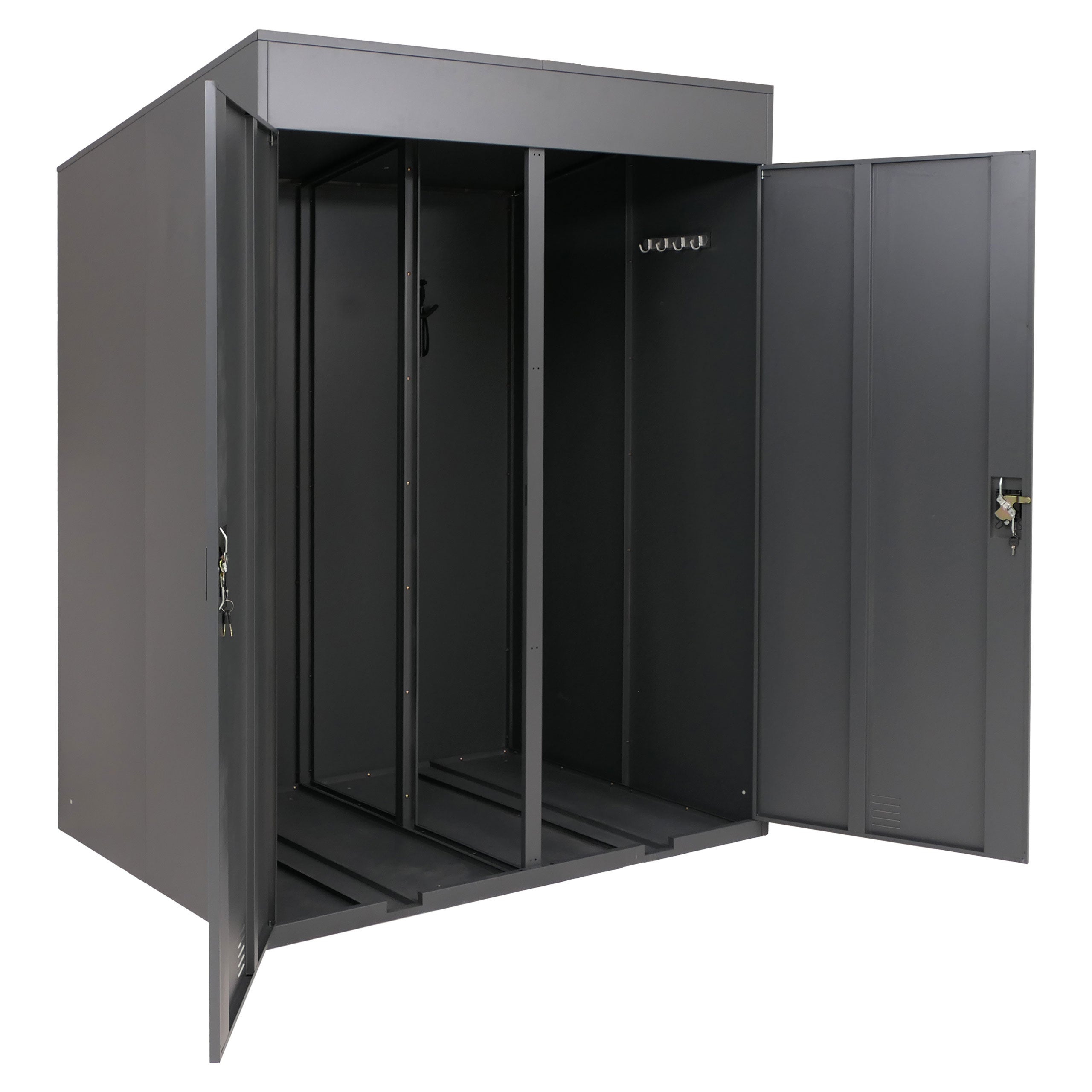 Garaż rowerowy na 2 rowery HWC-H66b, metalowa, zamykana budka rowerowa 213 x 158 x 125 cm ~ antracyt