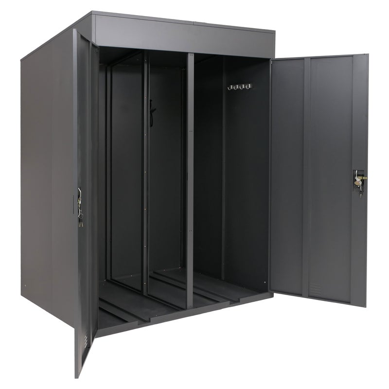 Garaż rowerowy na 2 rowery HWC-H66b, metalowa, zamykana budka rowerowa 213 x 158 x 125 cm ~ antracyt