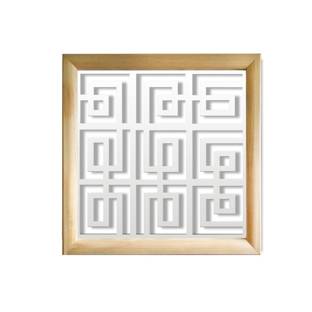THAI - Kwadratowe moduły dekoracyjne z drewna i PVC - Rozmiar 98x98 cm - Grubość 64 mm - Kolor wewnętrzny BIAŁY