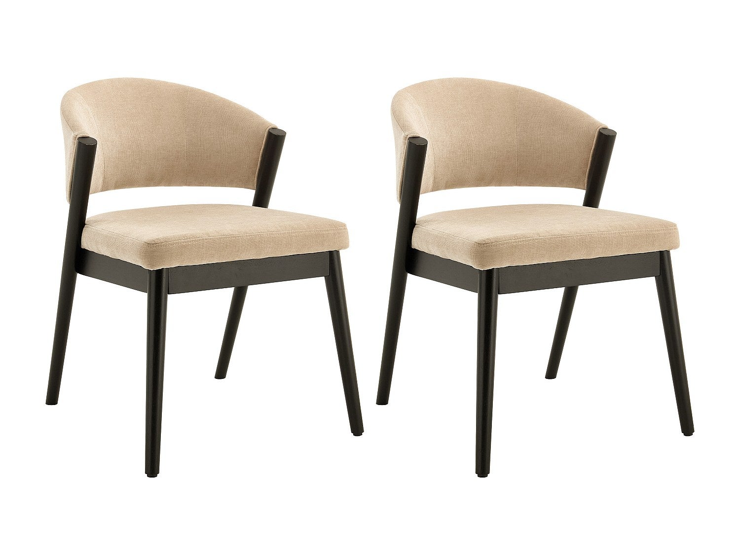 Zestaw 2 krzeseł z tkaniny i czarnego drewna hebanowego - Beige - ZELVYN