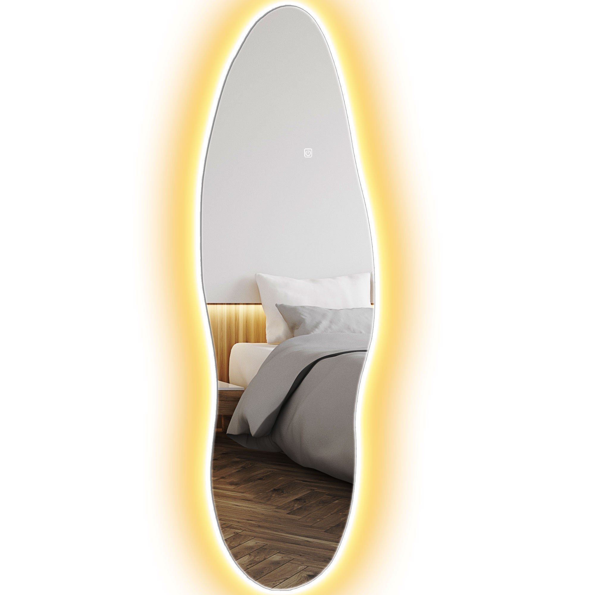 Lustro ścienne pełnowymiarowe z oświetleniem LED, 120 x 40 cm, 3 kolory oświetlenia i funkcja pamięci, transparentne