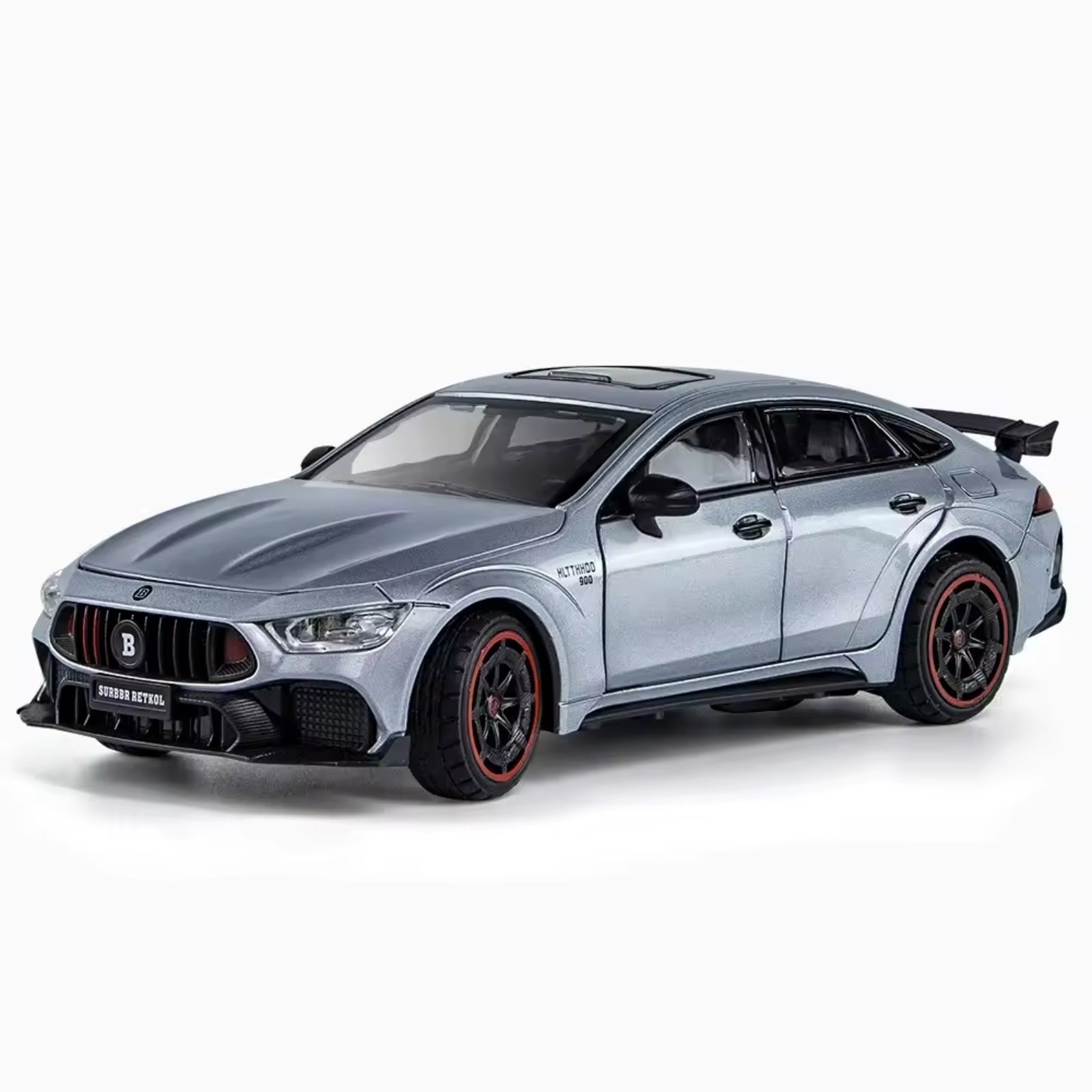 Miniaturowy samochód Chimei w skali 1:24, Brabus 900, samochód sportowy AMG GT63 z napędem pull-back i efektami dźwiękowymi i świetlnymi / szary