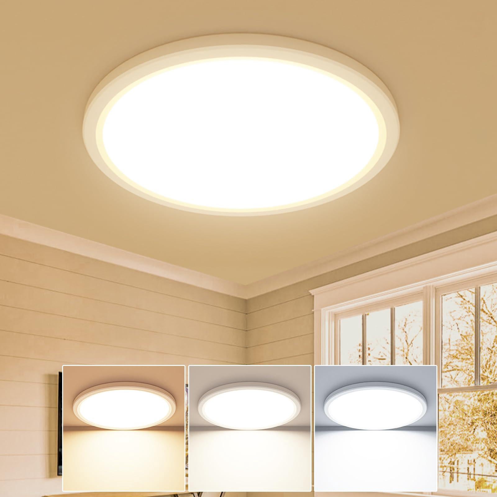 Lampa sufitowa LED 18 W – biała lampa sufitowa 2100 lm IP44 wodoodporna do łazienki, okrągła oprawa świetlna do sypialni, salonu, korytarza, garażu, k