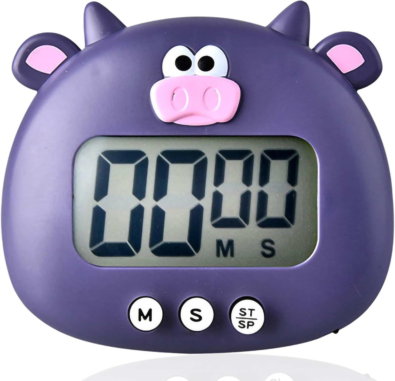Magnetyczny, cyfrowy minutnik kuchenny z wyświetlaczem LCD, odliczanie dla dzieci, fioletowy, włącznik/wyłącznik