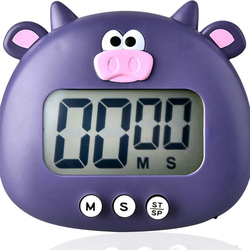 Magnetyczny, cyfrowy minutnik kuchenny z wyświetlaczem LCD, odliczanie dla dzieci, fioletowy, włącznik/wyłącznik