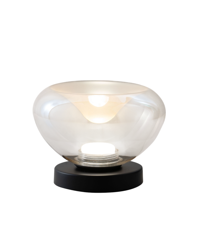 Brena - Lampa stołowa Fabas Luce w kolorze koniaku - 11W ściemnialna, sterowanie dotykowe LED - Wklęsłe szkło borokrzemianowe w kolorze koniaku