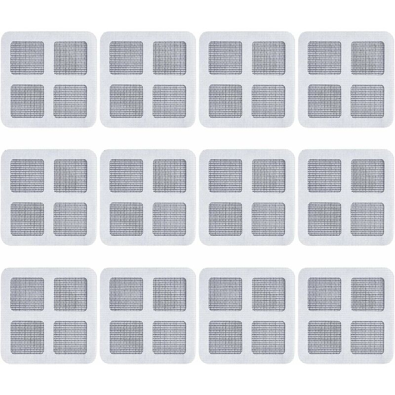 100 sztuk jednorazowych, samoprzylepnych filtrów do włosów, oczka 10 x 10 cm, ochrona przed zatykaniem odpływu do prysznica, łazienki i kuchni