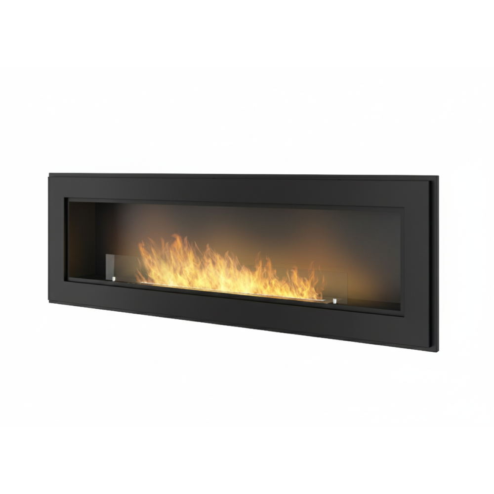 Kominek bioetanolowy Frame 1500 SimpleFire do zabudowy ze szkłem - matowa czerń