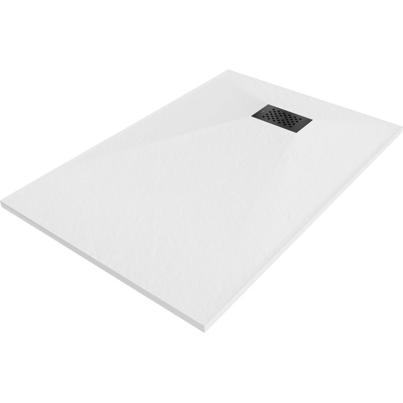 Mexen Hugo brodzik prostokątny SMC 130 x 90 cm, biały, maskownica czarna - 42109013-B