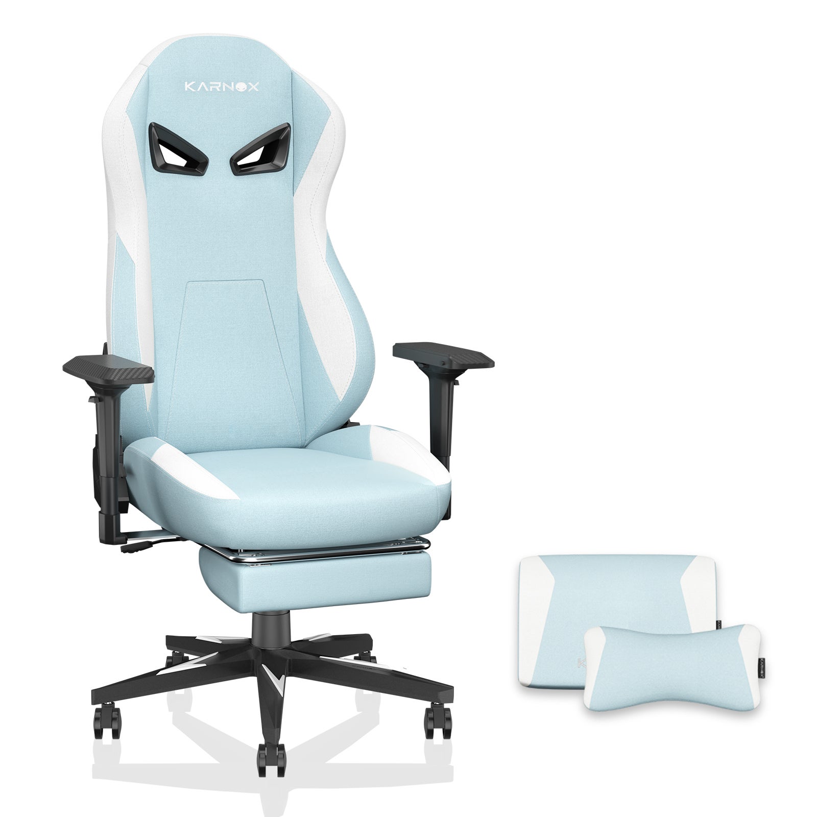 Ergonomiczne krzesło biurowe obrotowe 60 x 53 x 132 cm, z obrotem 360°, w kolorze niebieskim, metal, stal oraz tkanina