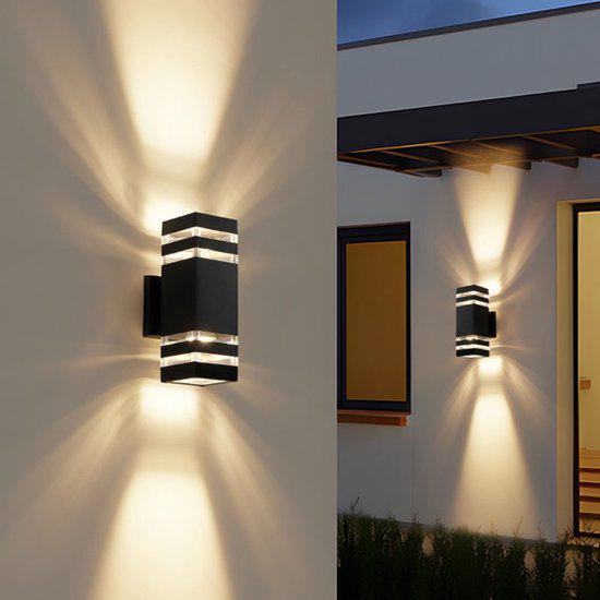 Kinkiet LED - Lampa zewnętrzna - 2 gniazda E27 - Oświetlenie góra-dół - Materiał: aluminium - Stopień ochrony: IP65 -
