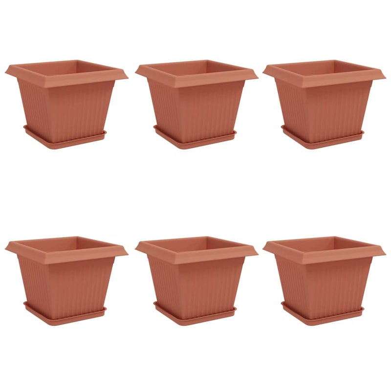 Doniczki 6 pcs Czerwony ceglasty 28,5 x 28,5 x 22 cm