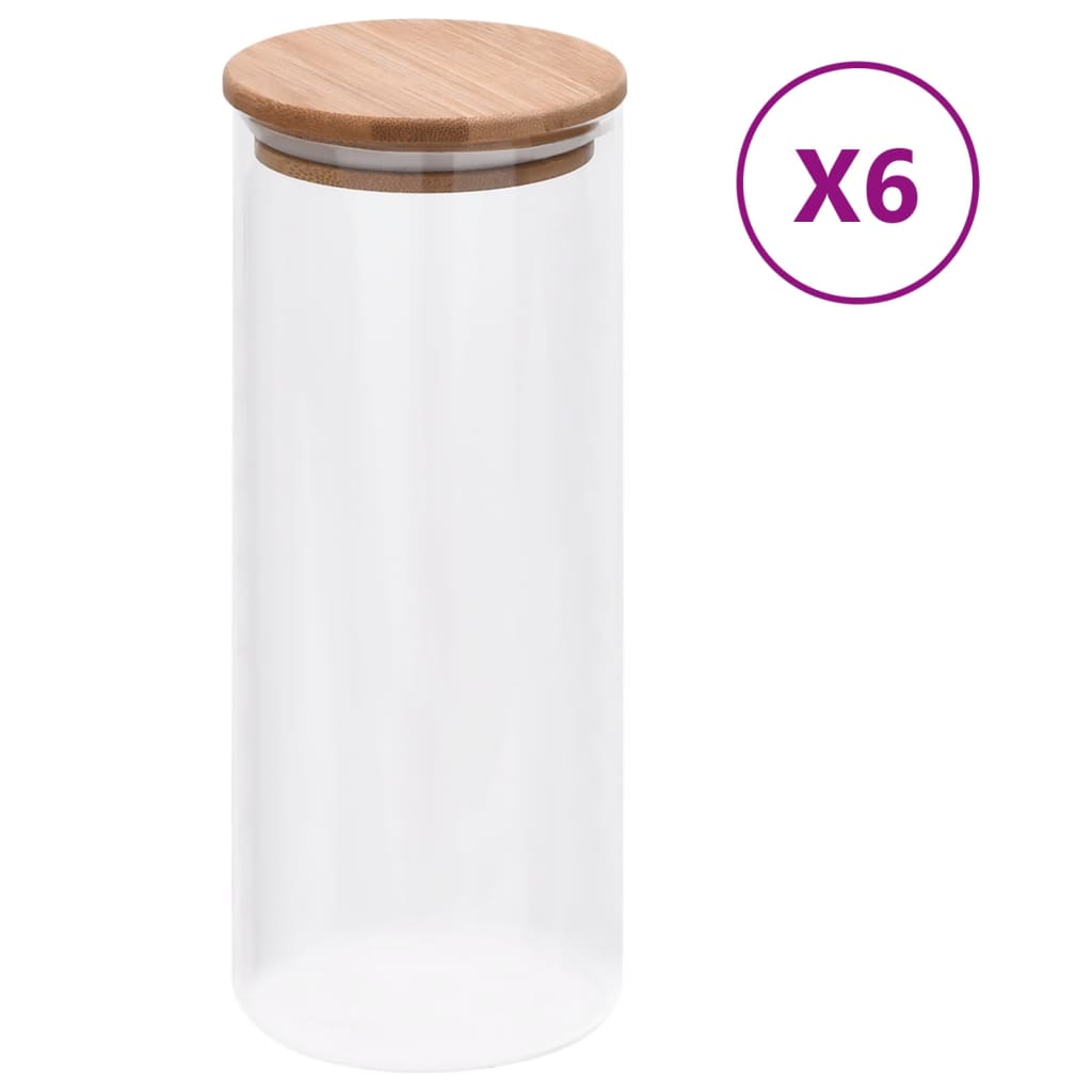 Szklane słoje z bambusową pokrywką, 6 szt., 1000 ml vidaXL