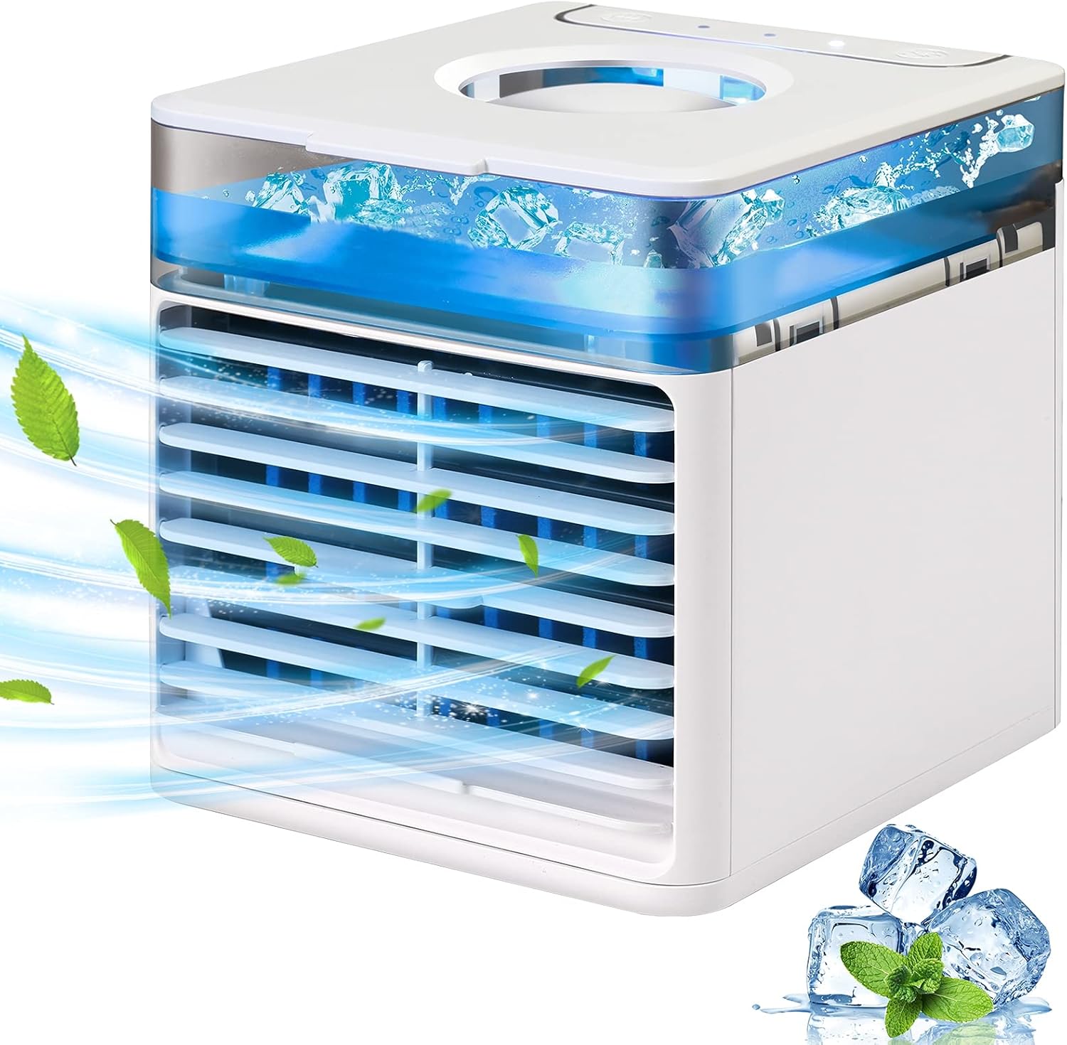 Przenośny klimatyzator ewaporacyjny, mały osobisty nawilżacz USB z 7 diodami LED