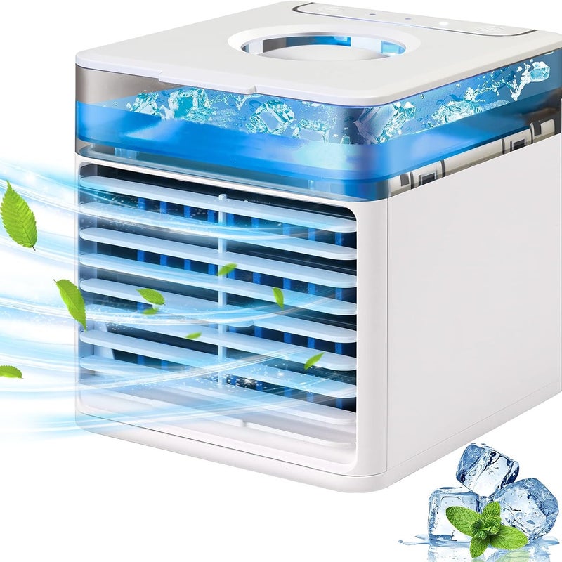 Przenośny klimatyzator ewaporacyjny, mały osobisty nawilżacz USB z 7 diodami LED