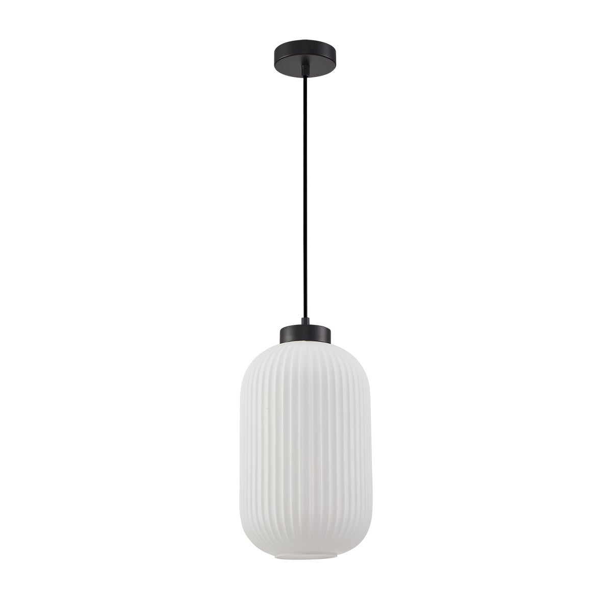 Lampa wisząca ryflowany długi klosz Lindo czarna 1xE27x40W szkło wym:117x20x20cm IP20 Italux