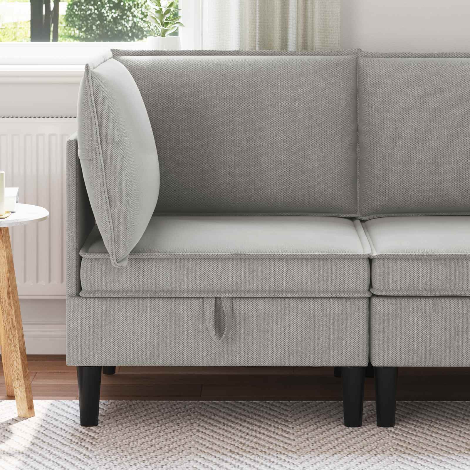 Rogowa Sofa z Przechowywaniem jasnoszary Welur vidaXL