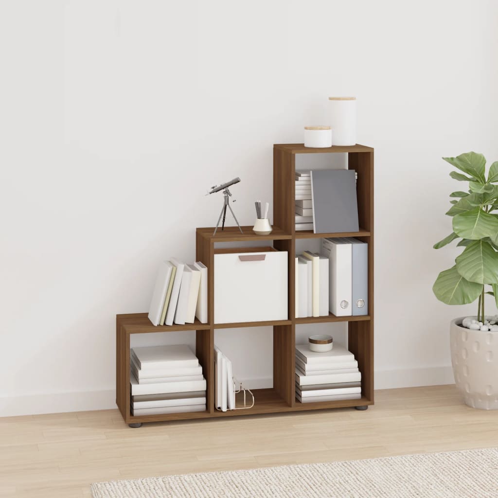 vidaXL Regał schodkowy, brązowy dąb, 107 cm, materiał drewnopochodny