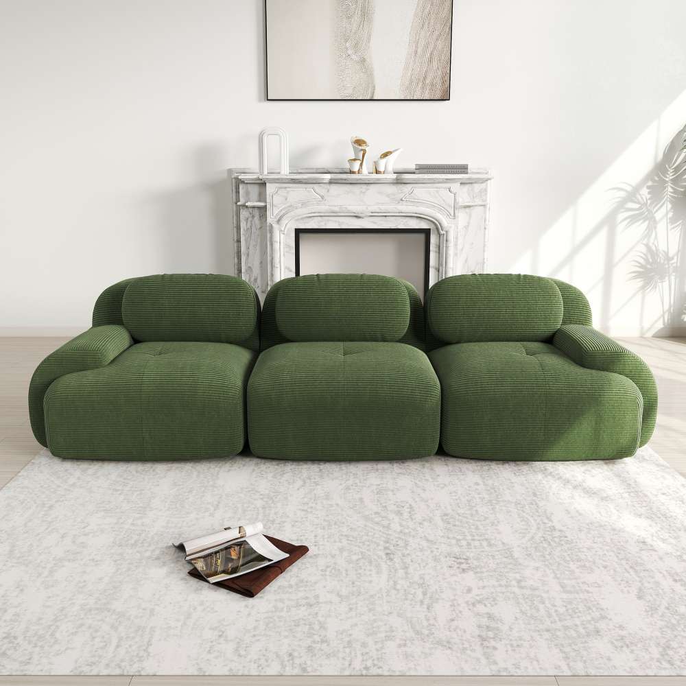 Modułowa sofa 3-osobowa z najwyższej jakości sztruksu, ergonomiczne podłokietniki, antypoślizgowa i nie wymagająca montażu