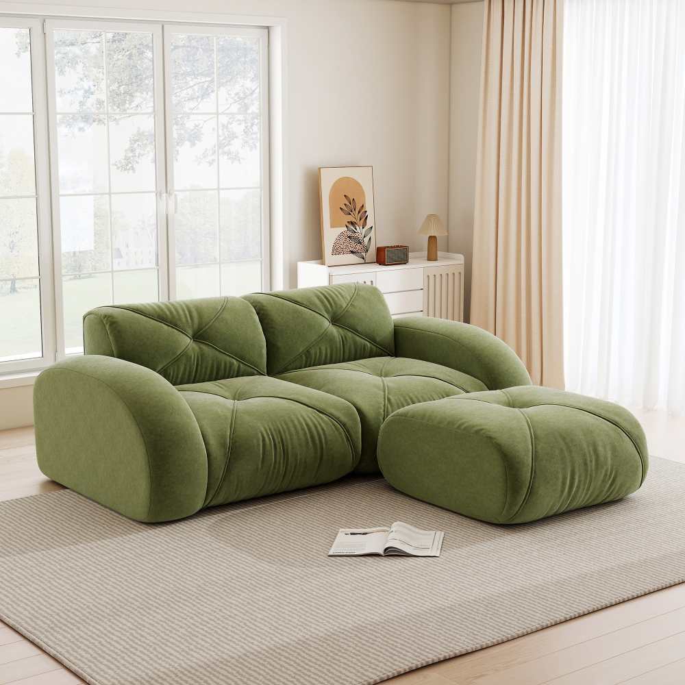 Modułowa sofa 2-osobowa, miękka szenila 32D, bezramowa z haczykiem, konstrukcja antypoślizgowa, nowoczesny komfort salonu