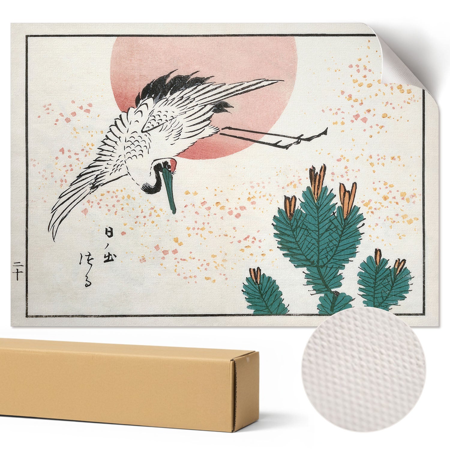 Japoński Plakat Żuraw - Utagawa Hiroshige 42x29,7 cm ArtPrintCave