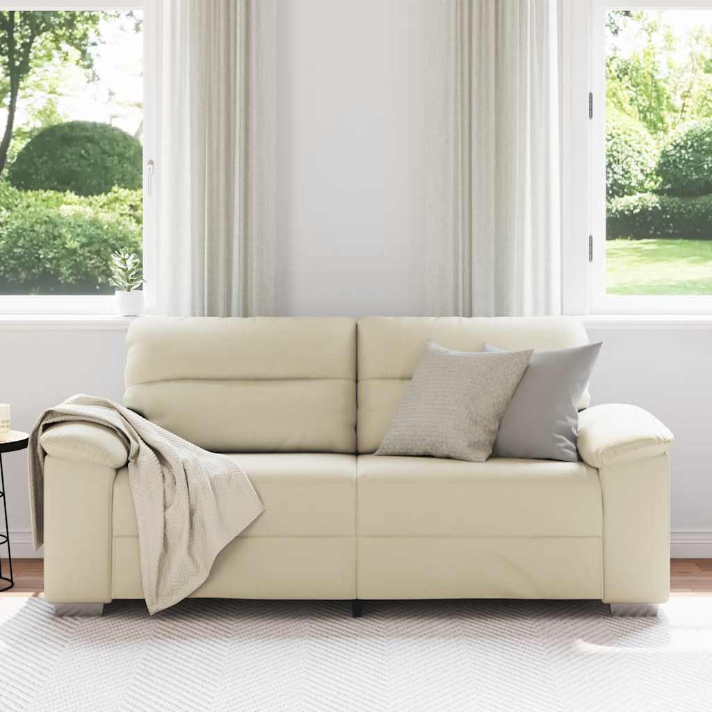 Sofa 2-osobowa kremowa 180x81x84 cm ze skóry ekologicznej