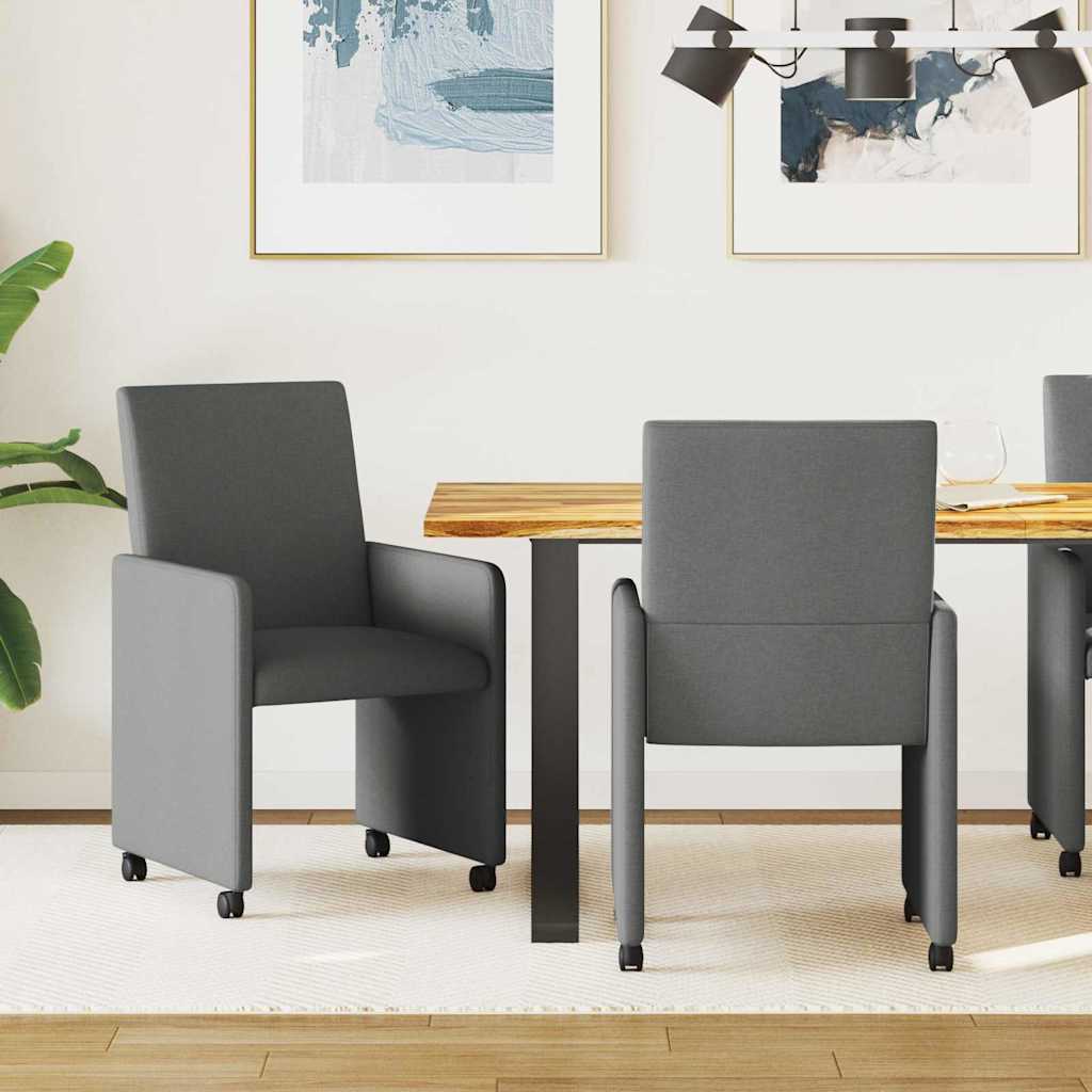 Krzesełka jadalne na kółkach 2 pcs Ciemnoszary 57 x 66 x 94 cm vidaXL