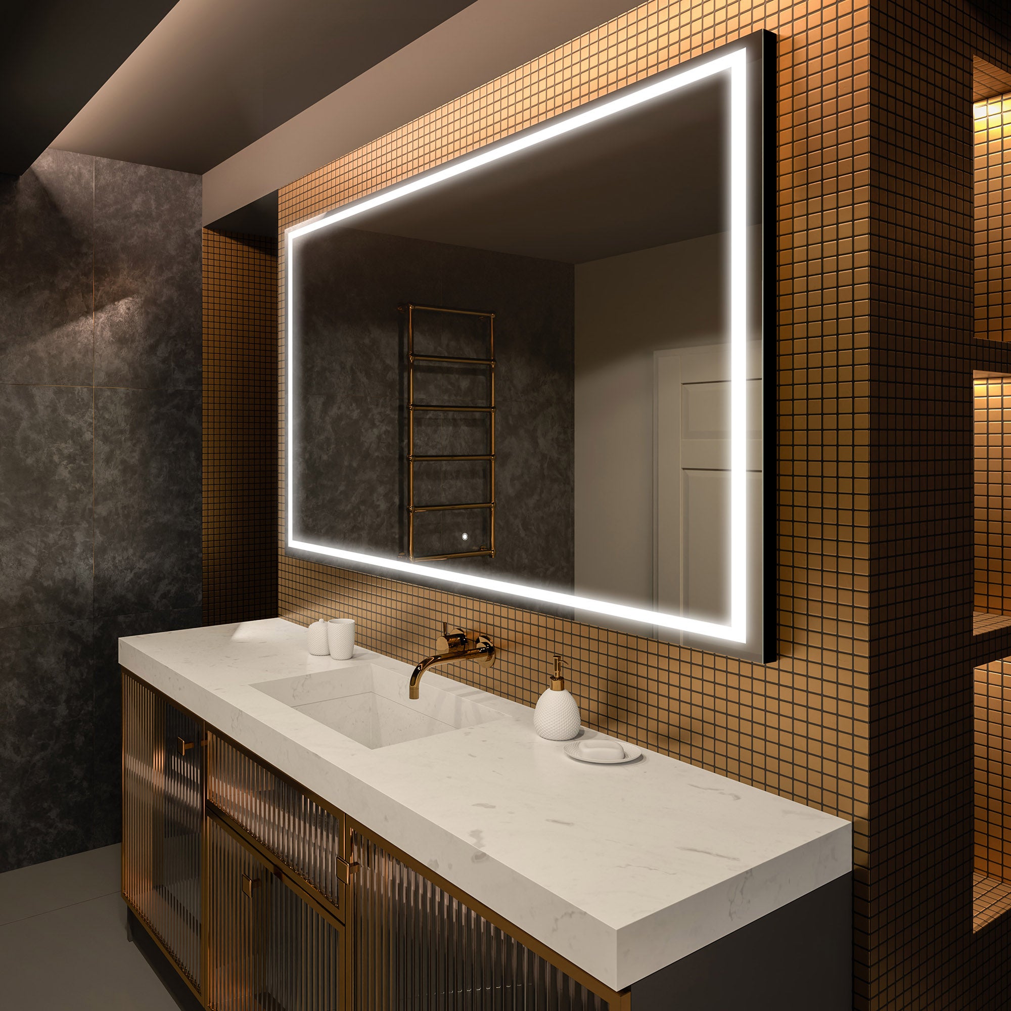 Lustro Premium z podświetleniem LED Łazienka (200x90cm) Podświetlane lustro LED z podświetleniem dotykowym