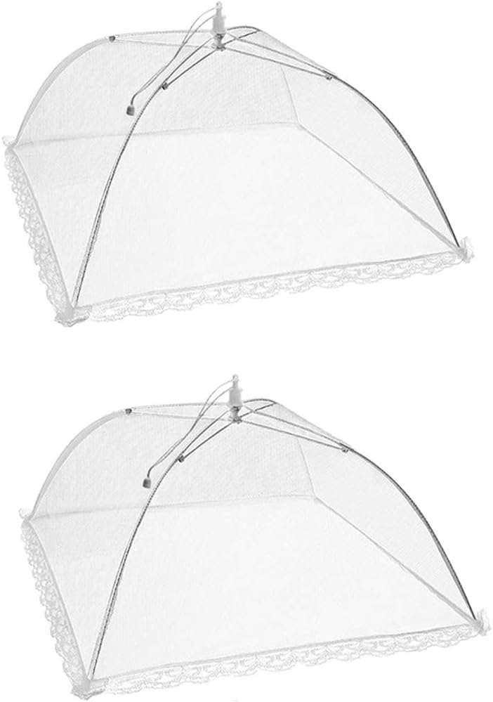 Zestaw 2 wyskakujących siatkowych osłon na żywność, składany parasol 43 cm chroniący przed muchami, owadami i komarami, biały