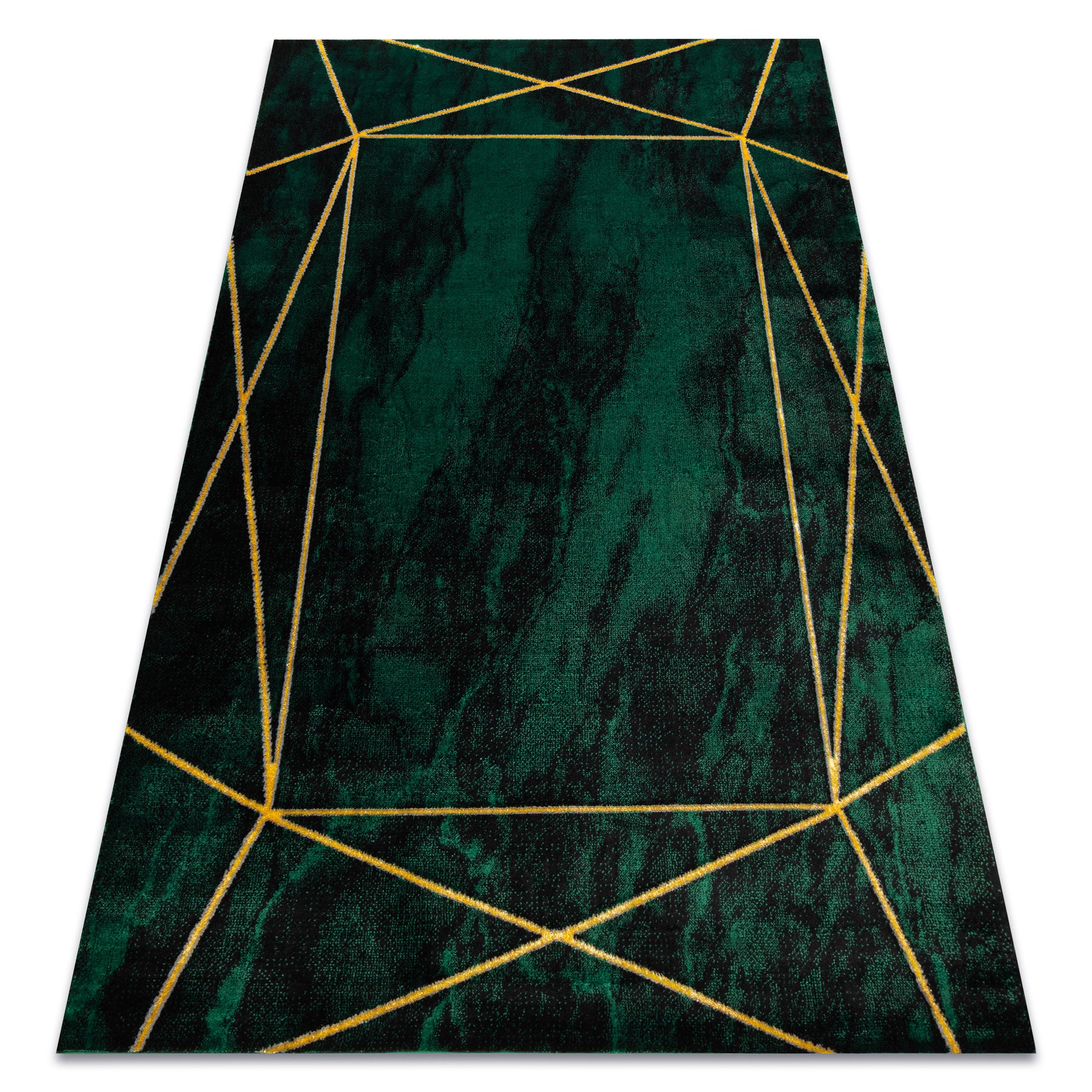 Dywan EMERALD ekskluzywny 1022 glamour, stylowy geometryczny, marmur butelkowa zieleń / złoty 120x170 cm
