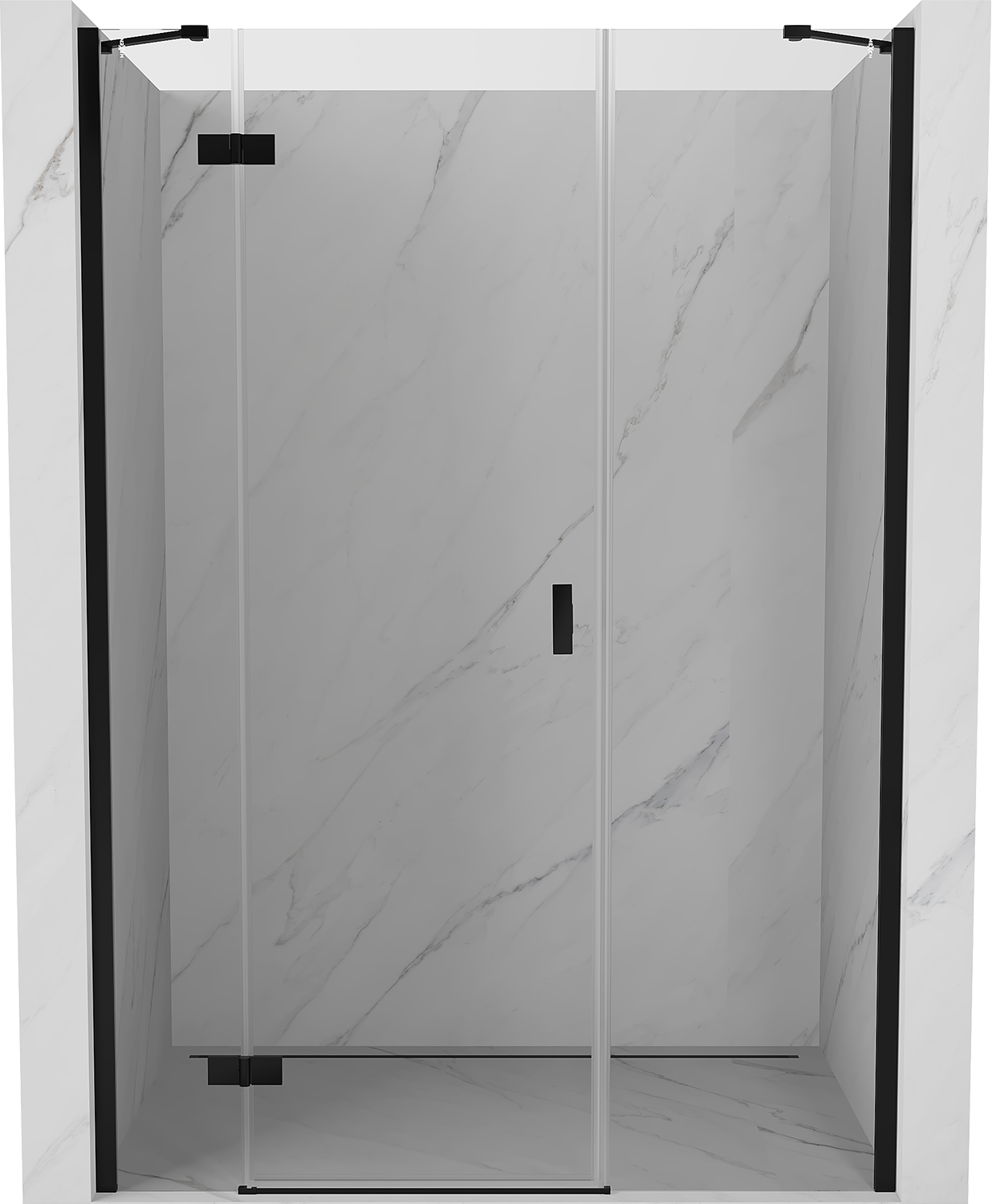 Mexen Mist-H drzwi prysznicowe uchylne lewe 125 cm, transparent, czarne - 8A5-125-001-70-00-L