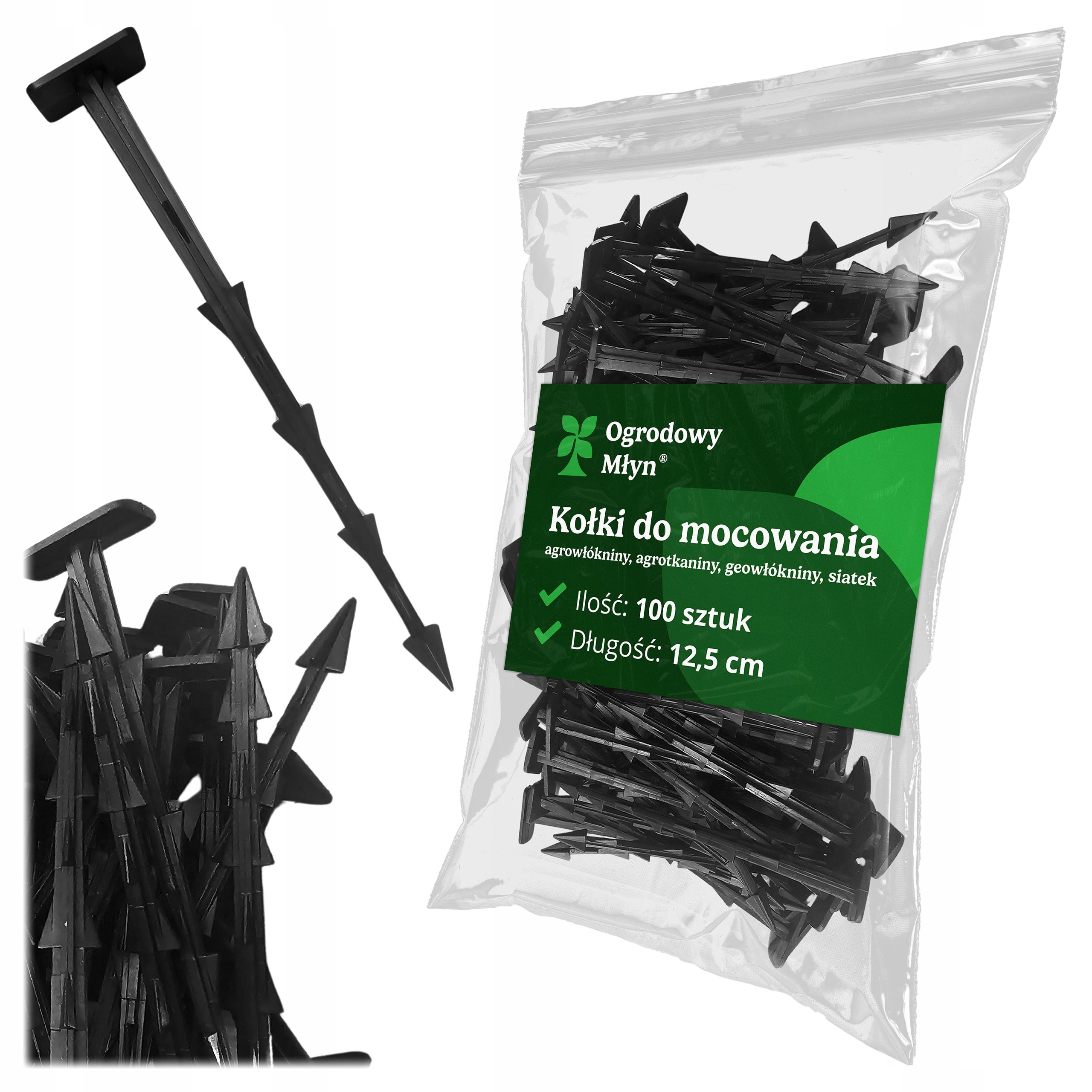 Kołki szpilki do agrowłókniny agrotkaniny Kotwy Uniwersalne 12,5 cm 100 sztuk Ogrodowy Młyn