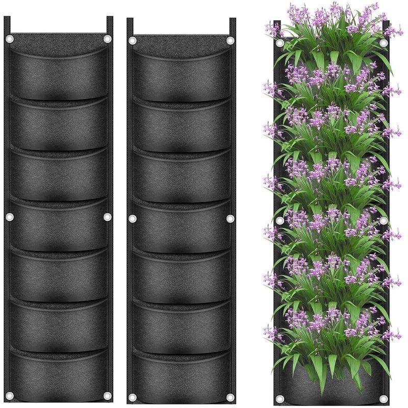 2 wiszące worki do uprawy roślin, 7 kieszeni, pionowe worki na doniczki do ogrodu