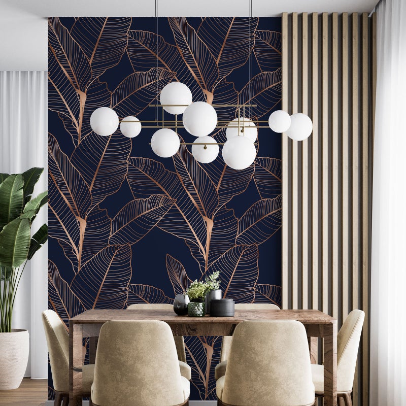 Dekoracyjna tapeta flizelinowa - Wzór botaniczny - Papier Standard 130 g, 5 brytów 60x260 cm - Powierzchnia: szer. 300 x wys. 260 cm