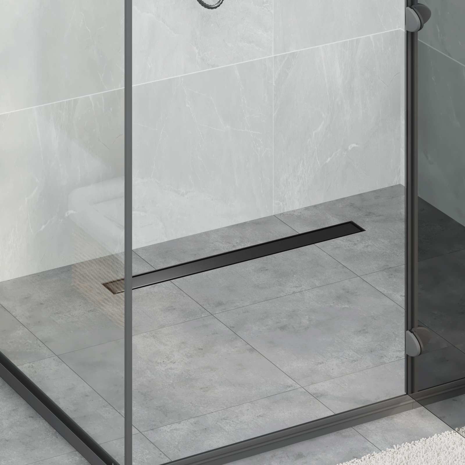 2 w 1 Odwodnienie prysznicowe Czarny 80 cm Stal nierdzewna 304 vidaXL
