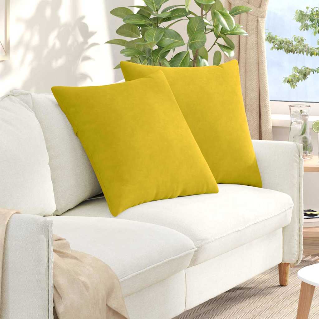 Poduszki na sofę 2 pcs Żółty 80 x 80 cm Tkanina sztruksowa vidaXL