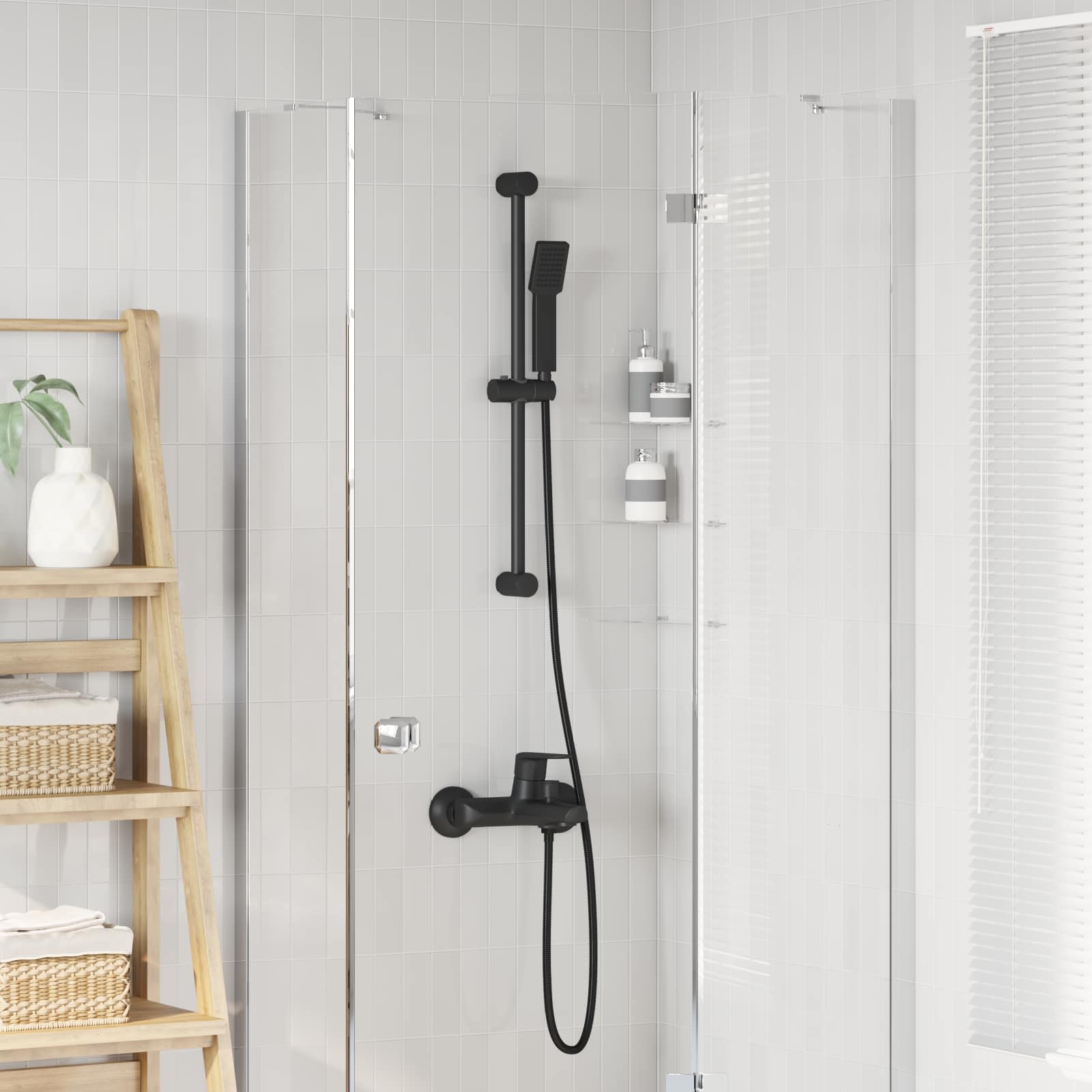Zestaw systemu prysznicowego Czarny 70 cm Stal nierdzewna vidaXL